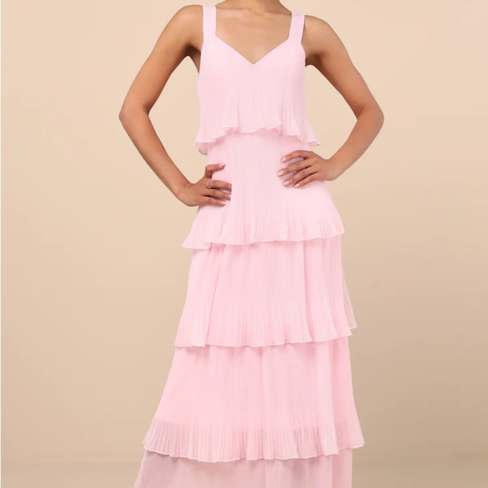 Lulu's Blush Pink Tiered Maxi Dress